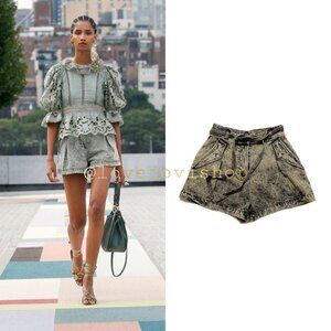 Ulla Johnson Runway Spring 2021! Acid Washed Tie Wrap Shorts - Collection Worthy